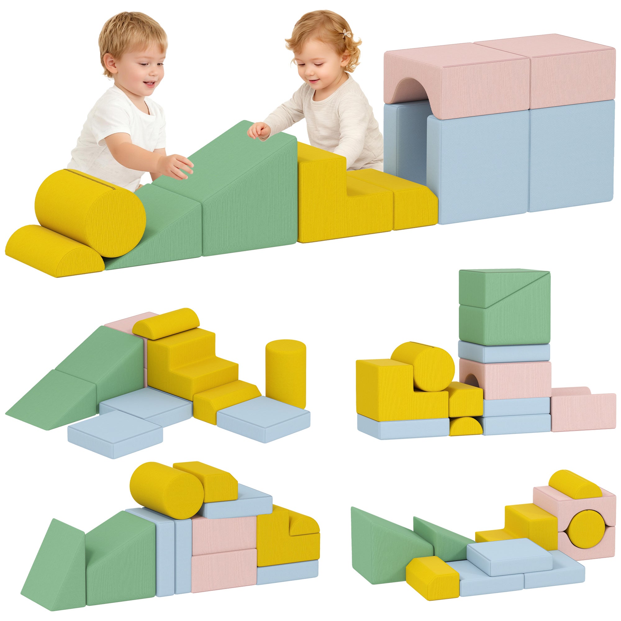 Othlaver Blocs de construction en mousse pour enfants, en mousse haute densité, coque en polyuréthane antidérapante, jouets de motricité et Montessori
