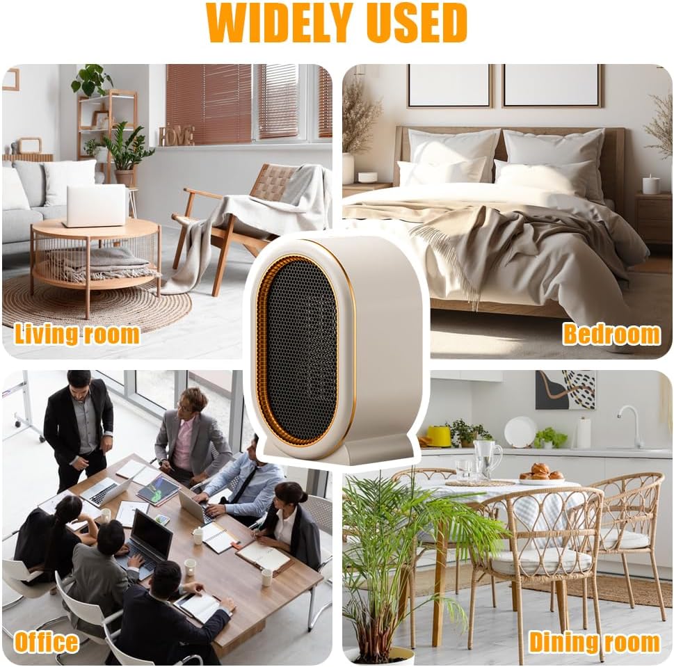 Mini radiateur soufflant à économie d'énergie en céramique, protection contre la surchauffe, faible consommation d'énergie de 1200 W - 6