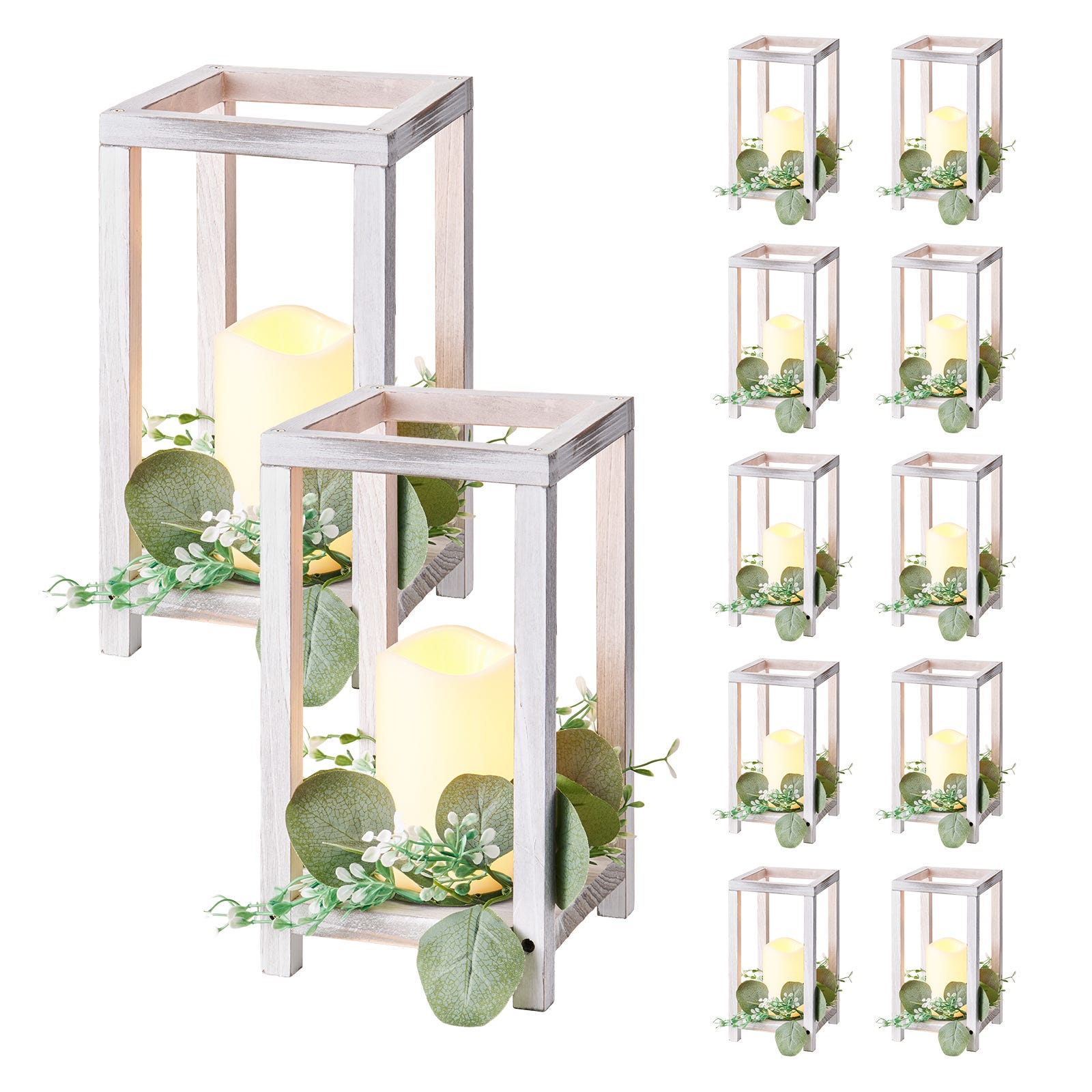 Hushee Confezione da 30 lanterne per matrimoni, in legno, decorative, per interni ed esterni, rustiche, con ghirlanda di candele, per decorazioni natalizie (eleganti Hushee Confezione da 30 lanterne per matrimoni, in legno, decorative, per interni ed esterni, rustiche, con ghirlanda di candele, per decorazioni natalizie (eleganti