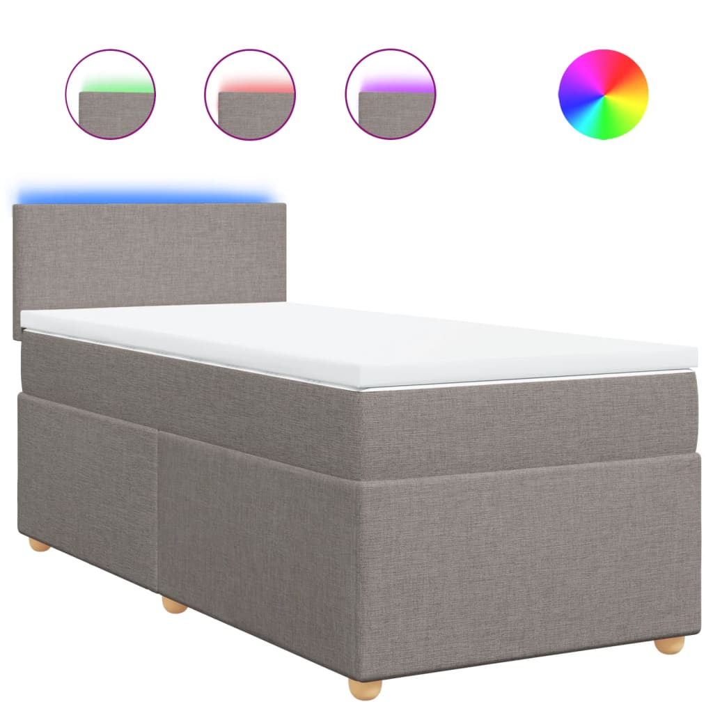 Lit boxspring avec matelas en tissu gris taupe 90x190 cm - COMFORTXL ...