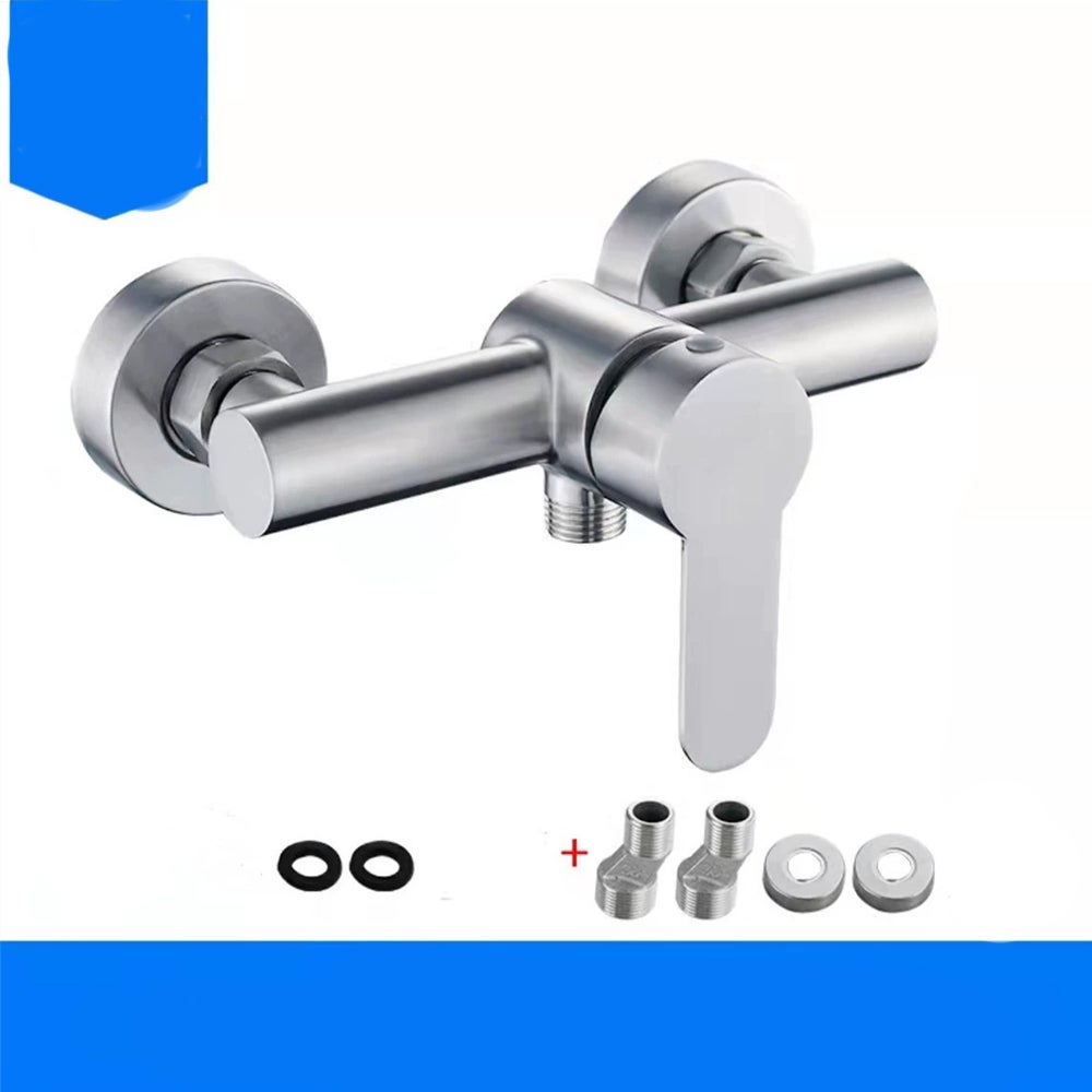 Bateria prysznicowa ścienna ze stali nierdzewnej z ręczną regulacją do zimnej i ciepłej wody