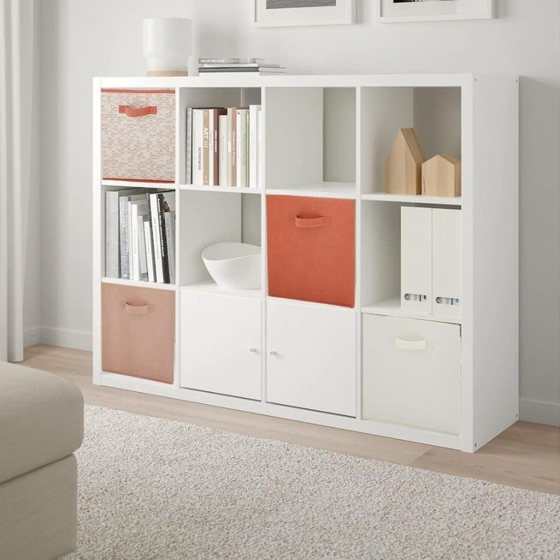 Conjunto de 6 cestos dobráveis em tecido branco 31 x 31 x 31 cm - 5