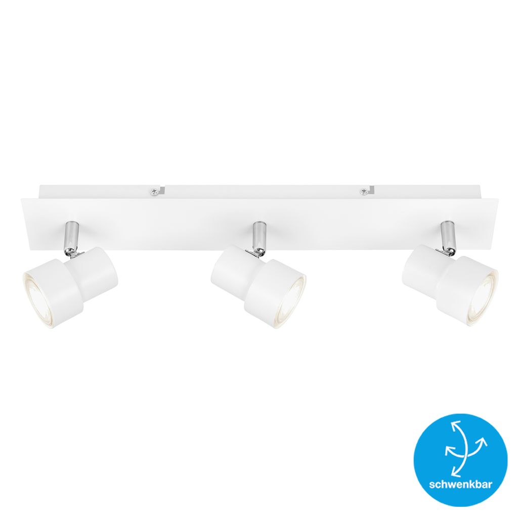 Plafonnier LED Spot BRILONER LEUCHTEN ROCK, 5 W, 460 lm, IP20, blanc, métal, incl., 3x GU10, 45 x 8 x 12 cm - 3