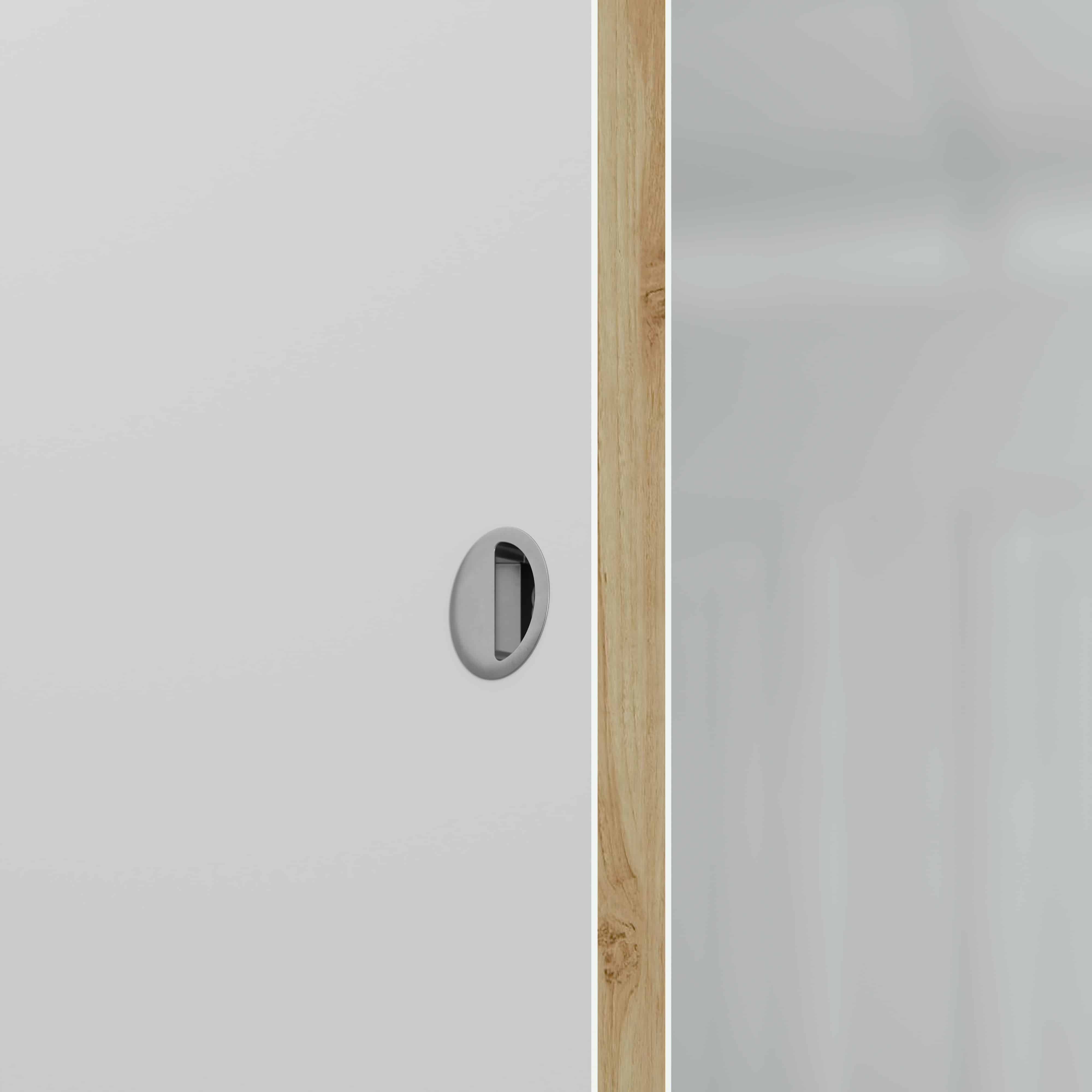 Porte Coulissante avec Rail - Prépeinte Plane 93 cm - Avec butée - 2