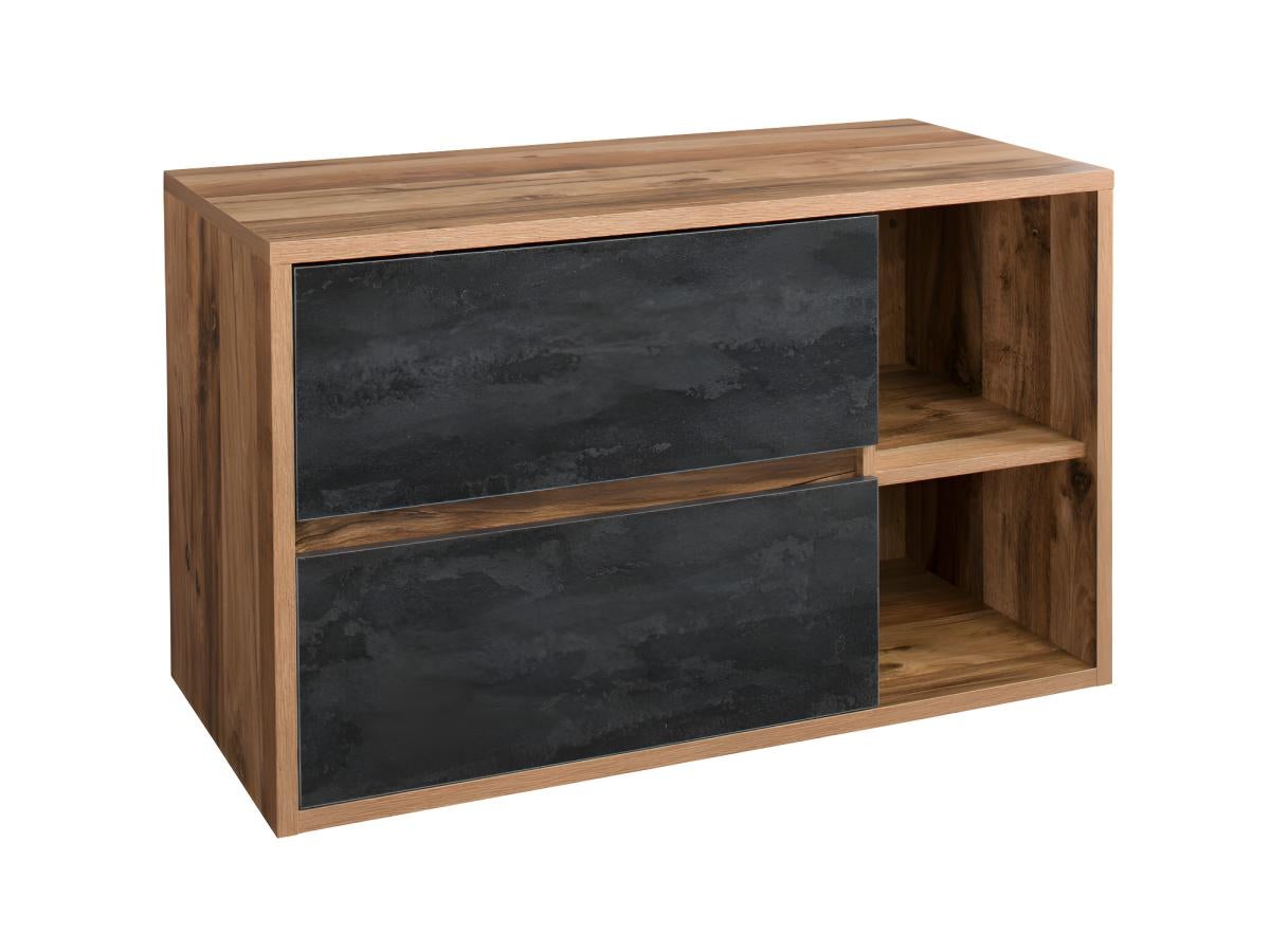 Meuble sous vasque suspendu coloris naturel et anthracite - 100 cm - TIKITIKI - 4