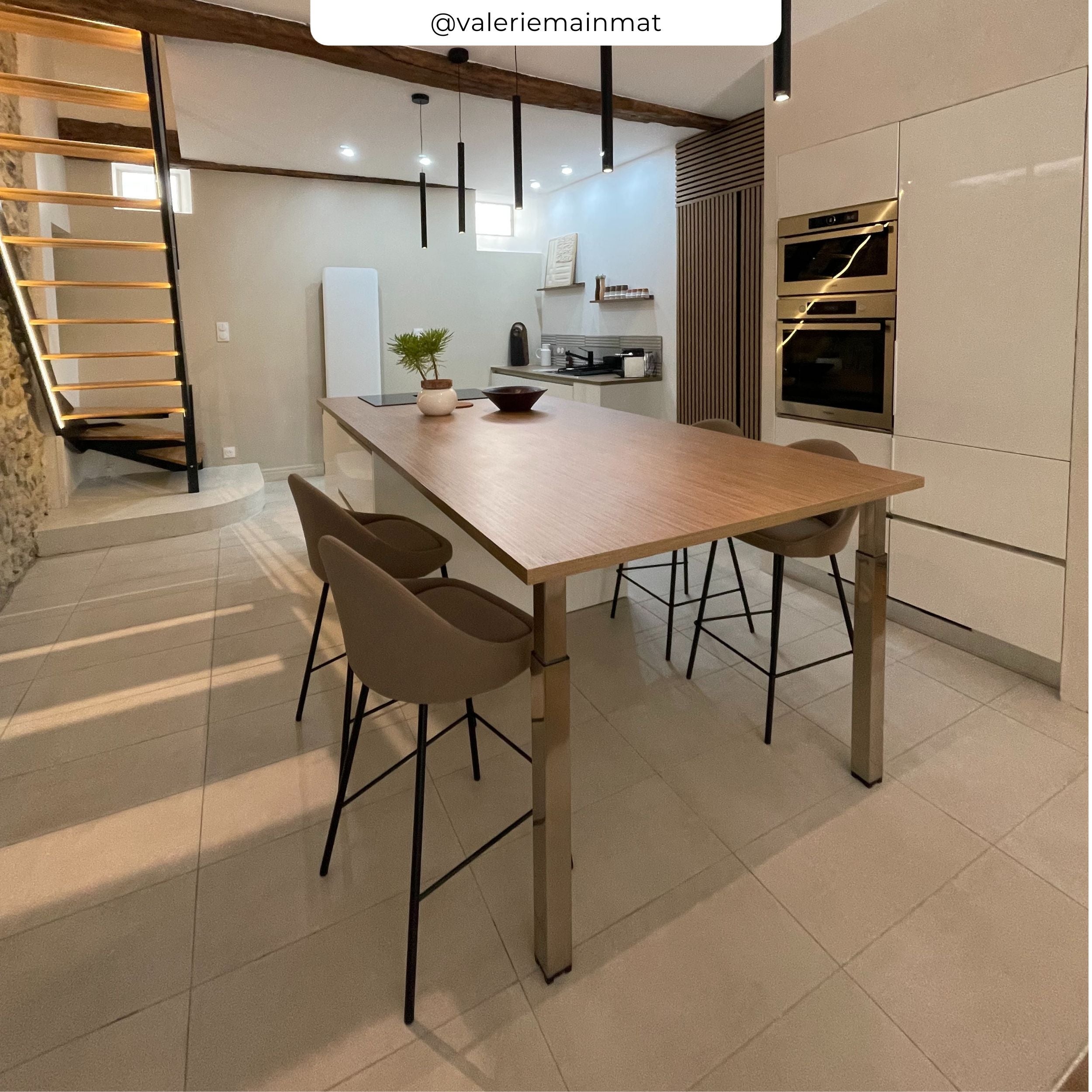 Lot de 2 chaises pour îlot central 65 cm en cuir synthétique marron - Misty - 6