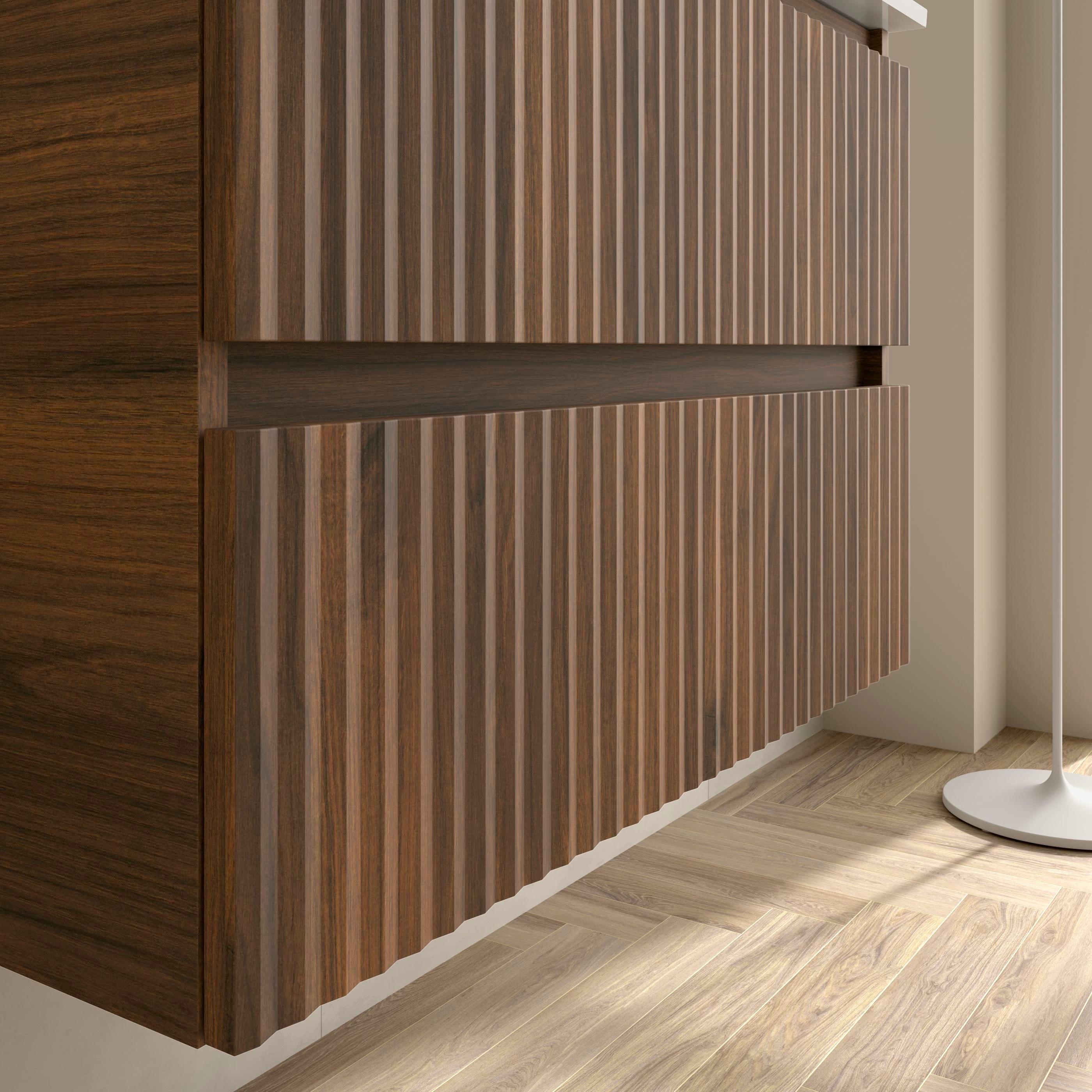 Móvel de casa de banho KIRA Nogueira 120cm 4 gavetas lavatório 2 cubas Porcelana - 4