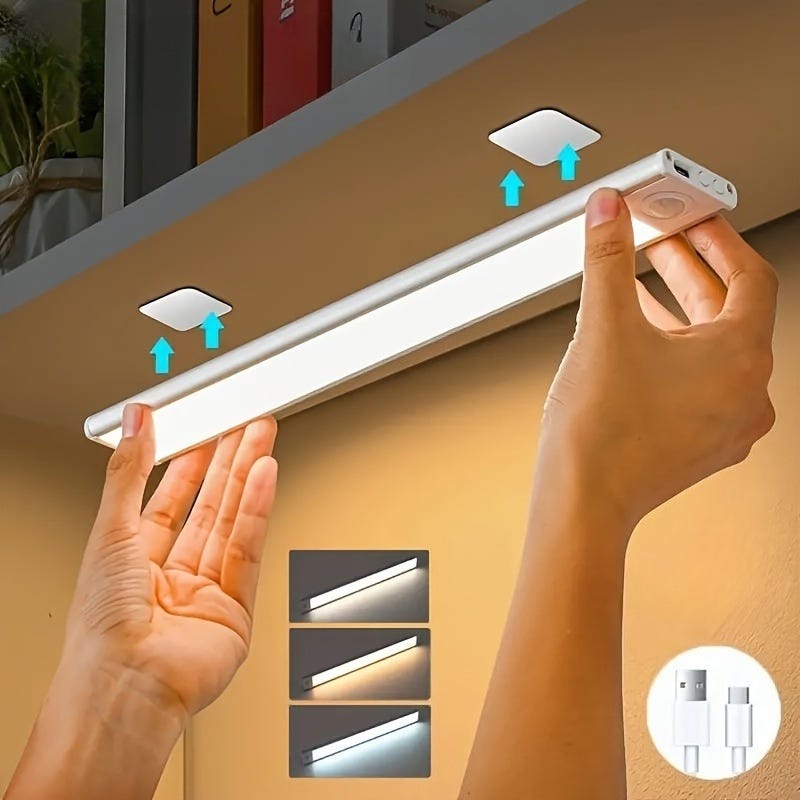Tira de luz LED recargable con sensor de movimiento (30 cm), brillo ...