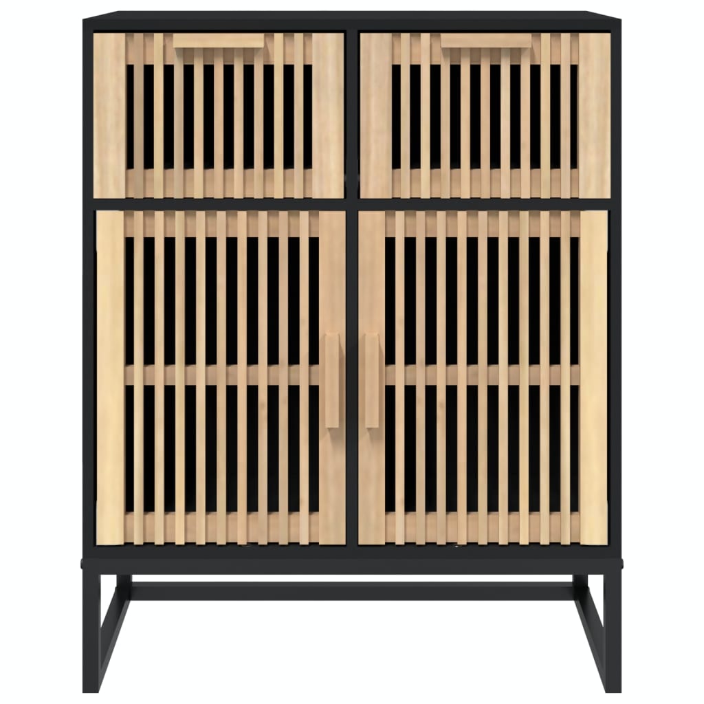 Buffet haut bois naturel et acier noir Ventila 60cm - Élégance et praticité-Couleur Noir - 3