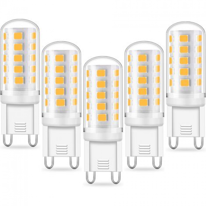 Żarówka LED G9 – 3 W, odpowiednik 33 W, 40 W, halogen G9, 105–115 lm/W, mini żarówka, ciepła biel 2700–6500 K, prąd zmienny 220–240 V, opakowanie 5 sz