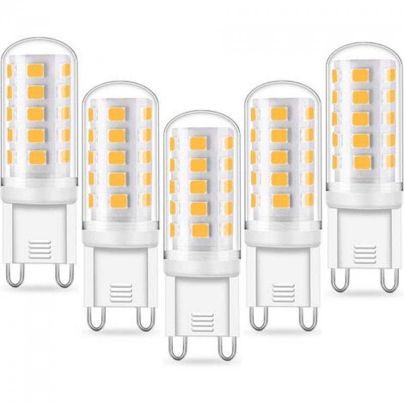 Żarówka LED G9 – 3 W, odpowiednik 33 W, 40 W, halogen G9, 105–115 lm/W, mini żarówka, ciepła biel 2700–6500 K, prąd zmienny 220–240 V, opakowanie 5 sz