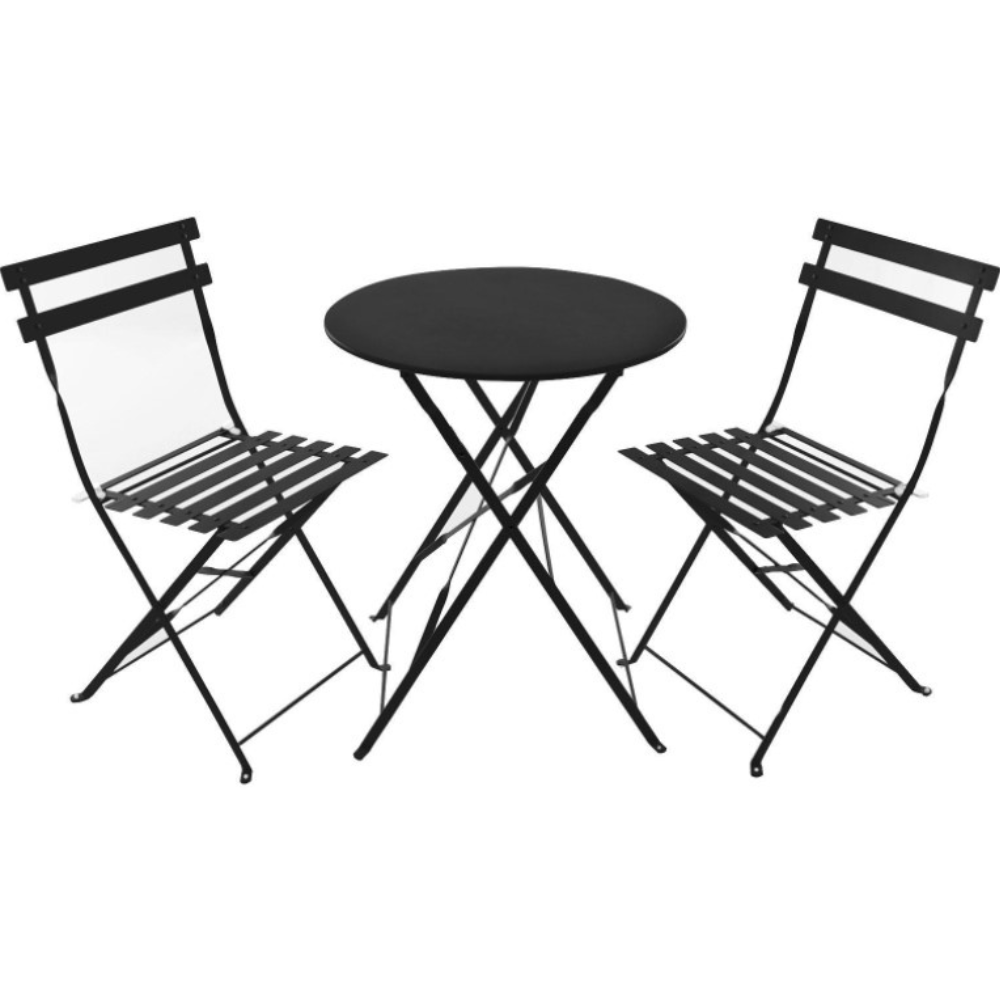 Ensemble table et chaises de jardin pliantes, aluminium, ensemble de salle à manger de mobilier d'extérieur - noir - 8