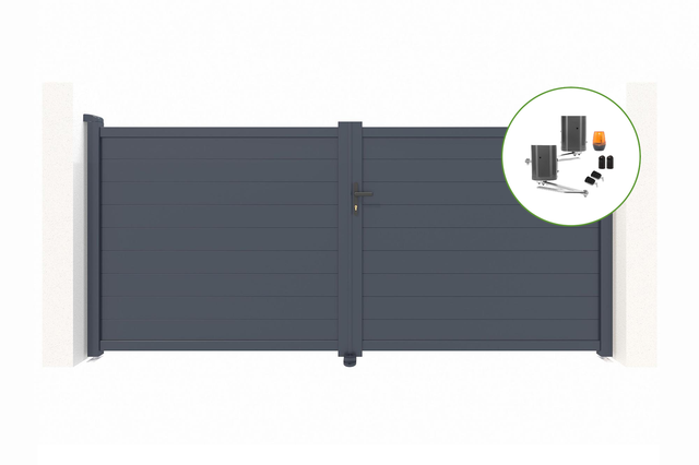 Portail battant motorisé 3,5m EIGER H.160cm + Motorisation BUNKER B500
