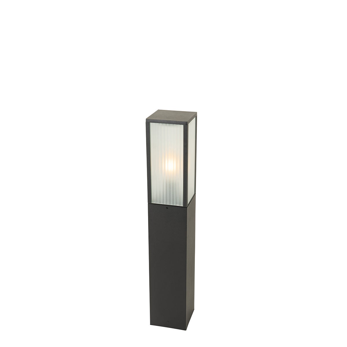 Lampa stojąca zewnętrzna czarna z żebrowanym szkłem 80 cm IP44 - Charlois