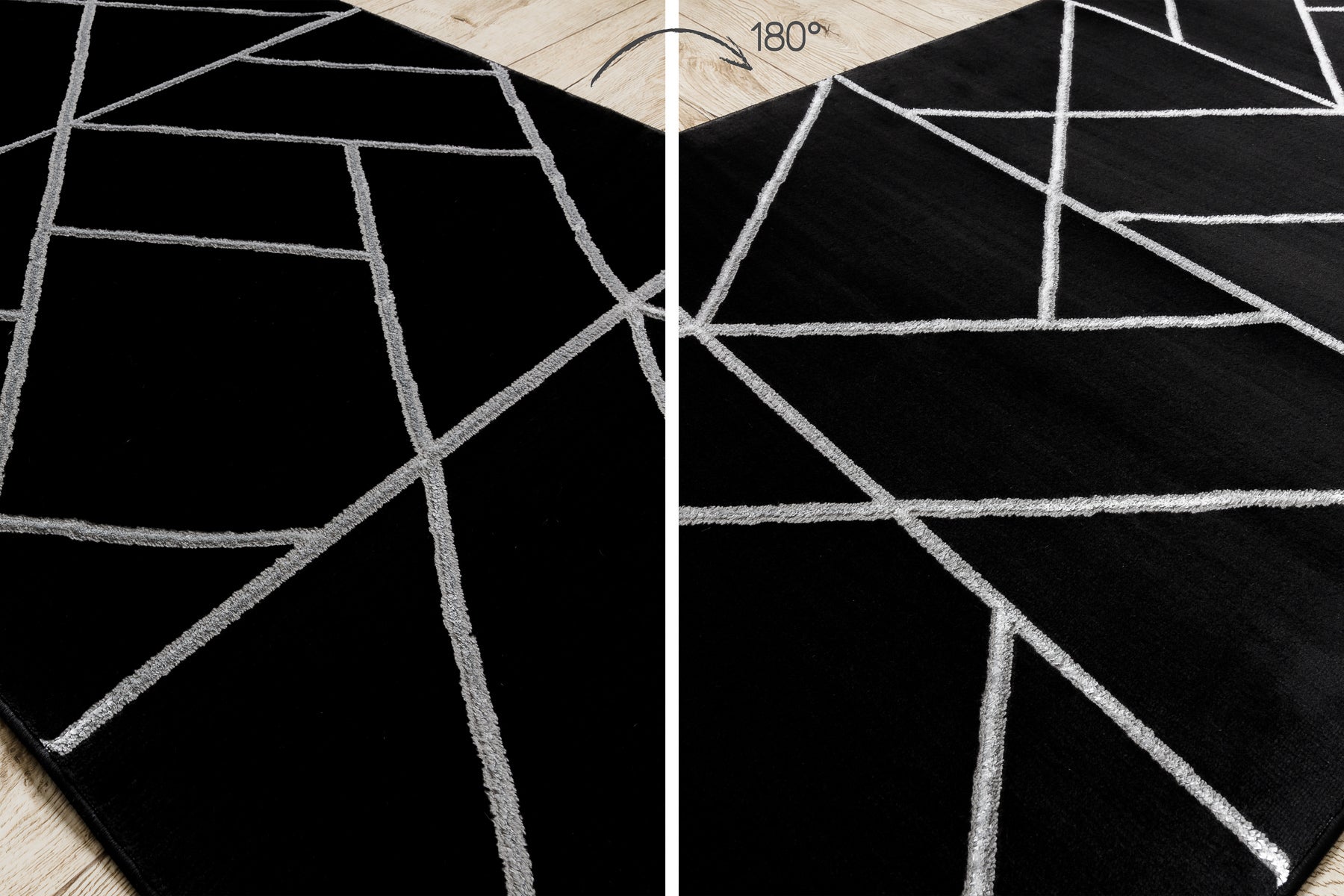 Tapis de couloir EMERALD exclusif 7543 glamour, élégant géométrique noir / argent 70 cm 70x1100 cm - 3