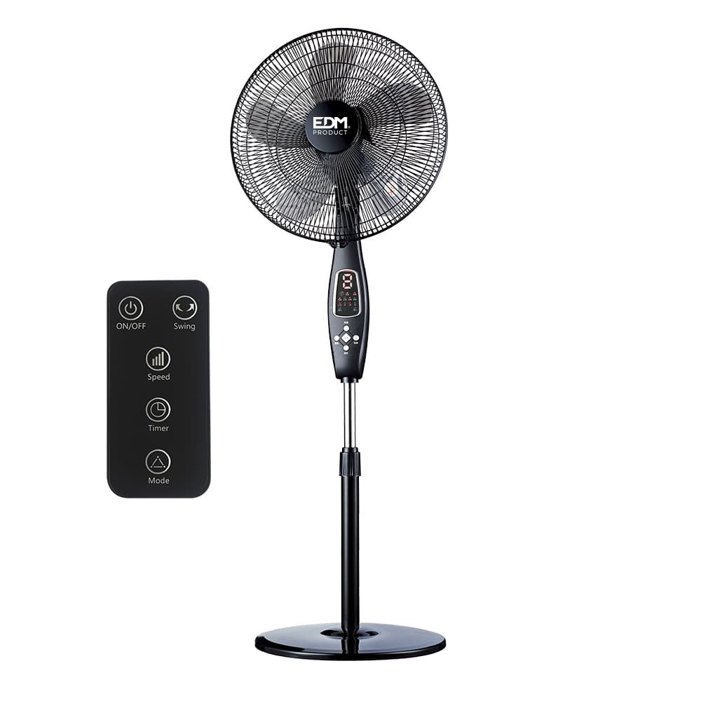 Ventilateur sur pied noir avec télécommande puissance: 60w pales: ø40cm hauteur réglable 110-130cm edm - 6