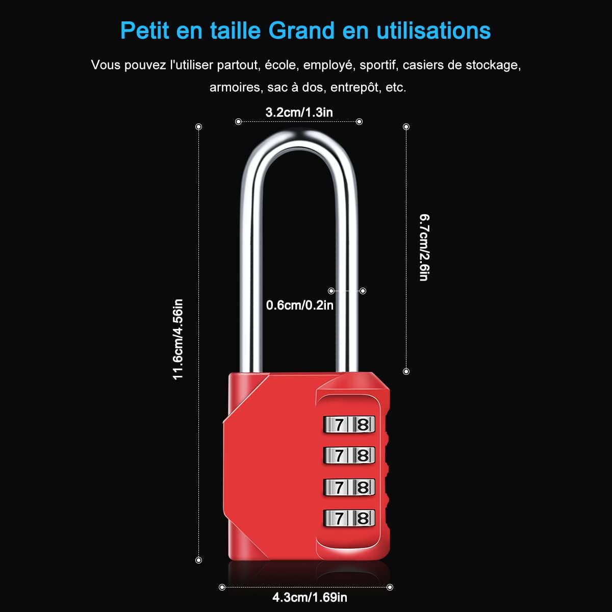 Lucchetto a combinazione nero da 6,7 cm, lucchetto a combinazione impermeabile a 4 cifre, in metallo resistente alle intemperie e acciaio zincato, p - 3