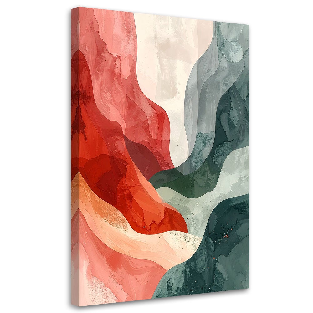 Obraz do salonu sypialni biura hotelu spa, Abstrakcja styl boho w czerwono zielonych kolorach 80x120