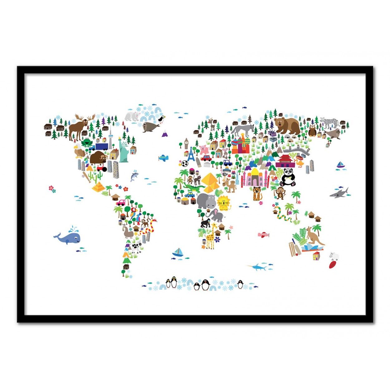 Art-Poster - Animal World map - Michael Tompsett - 30 x 40 cm - 2