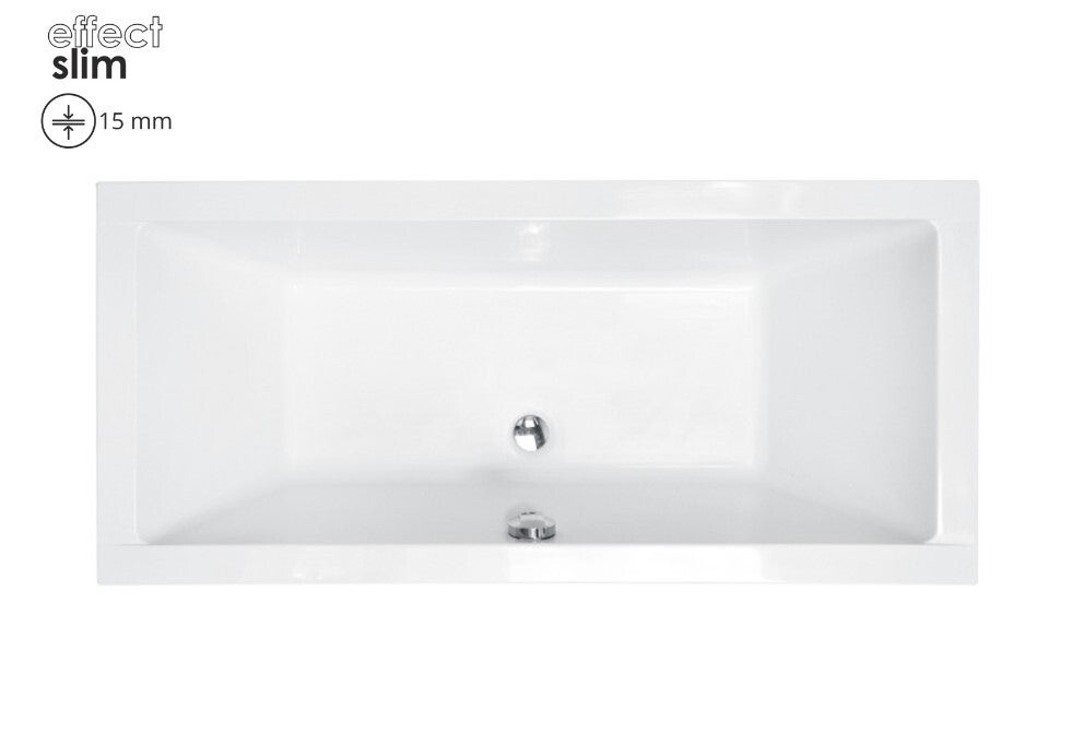 Baignoire rectangulaire à encastrer de 180 x 80 cm - BLANC - avec Repose Tête OFFERT - QUADRO SLIM - 3