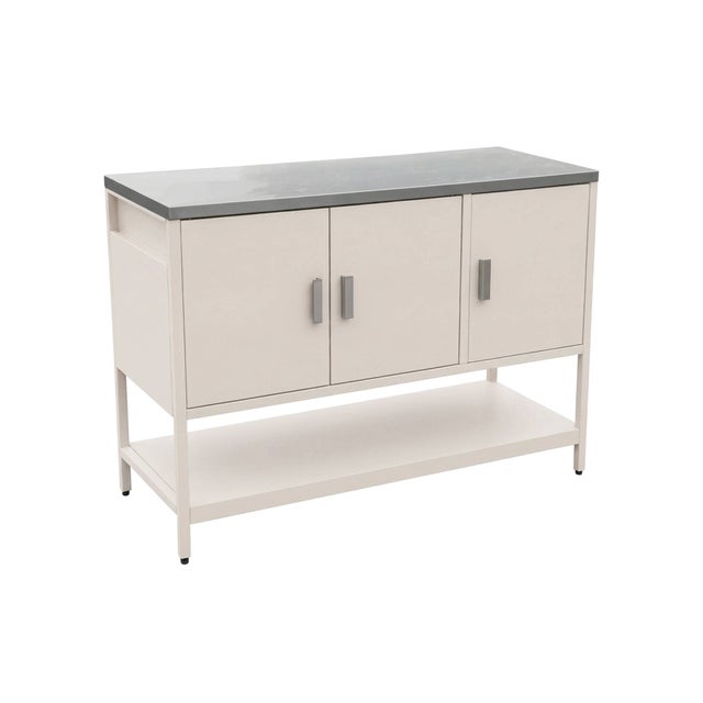 Módulo de ilha para cozinha exterior em aço com 3 portas e 1 prateleira, 120cm, Naxos, Bege, 120x49x87.5 cm