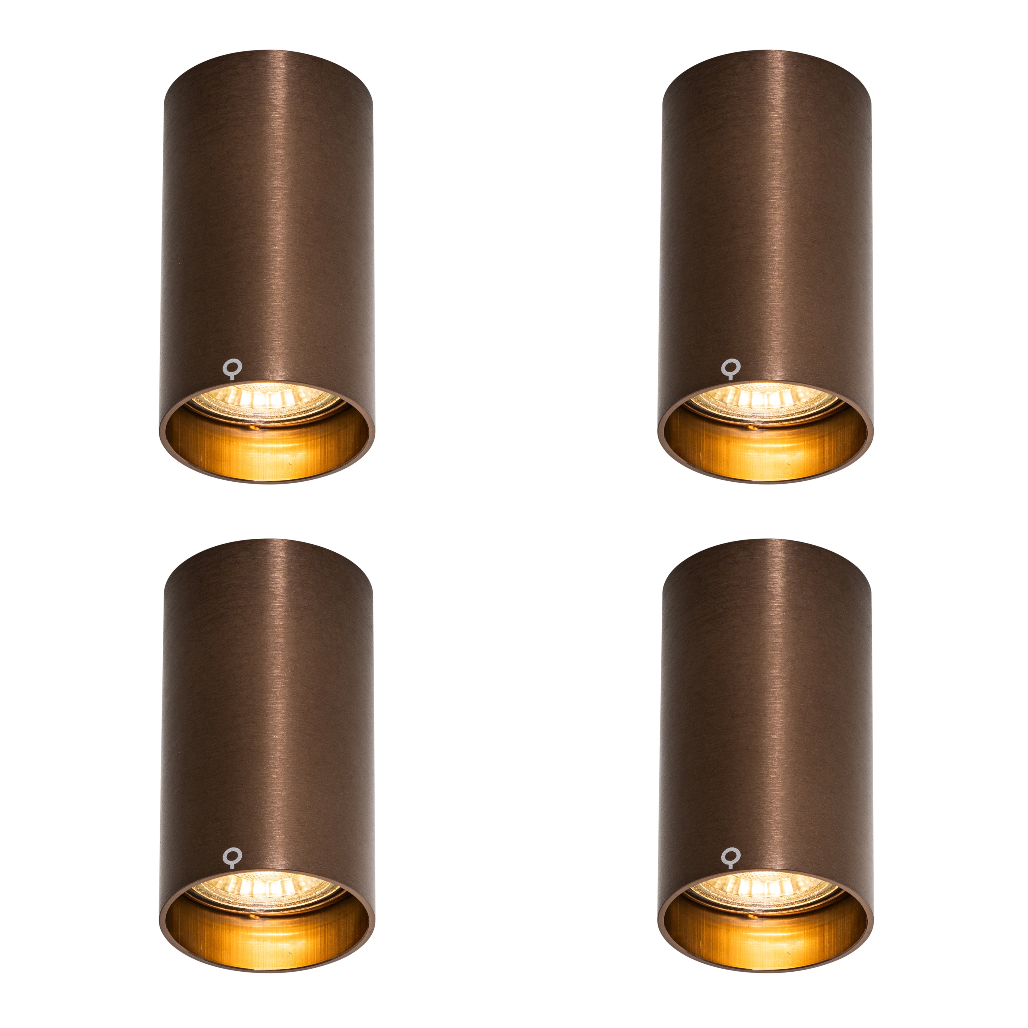 Zestaw 4 nowoczesnych reflektorów w kolorze ciemnego brązu 5,5 cm - Tuba