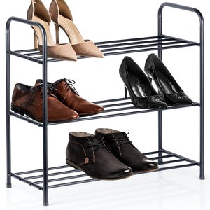 Scarpiera in Metallo Tessuto a Rete Organizer per Scarpe Stretto e Sottile da appoggio Ripiani Alti inclinati Scaffale per Scarpe per Armadio Ingresso Corridoio (33,5 Lx11,82 Px32,3 A, 4 li