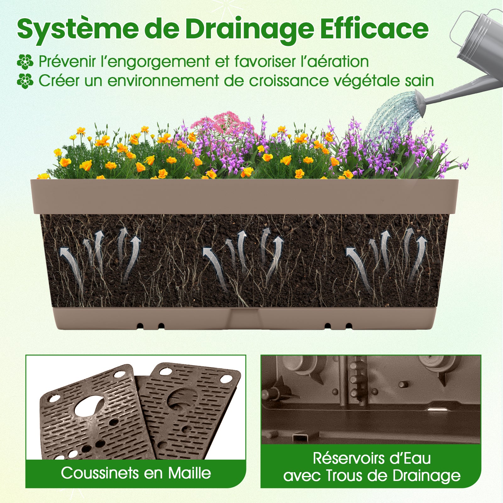 Jardinière Surélevée Vertical avec 6 Bacs de Plantation Trous de Drainage, Lit de Jardin Arrangement DIY pour Fruits Légumes Fleurs Herbes, Gris - 6