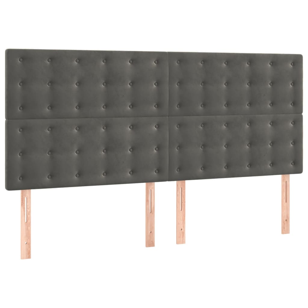 Cadre de lit sans matelas gris foncé 200 x 200 cm en velours - 8