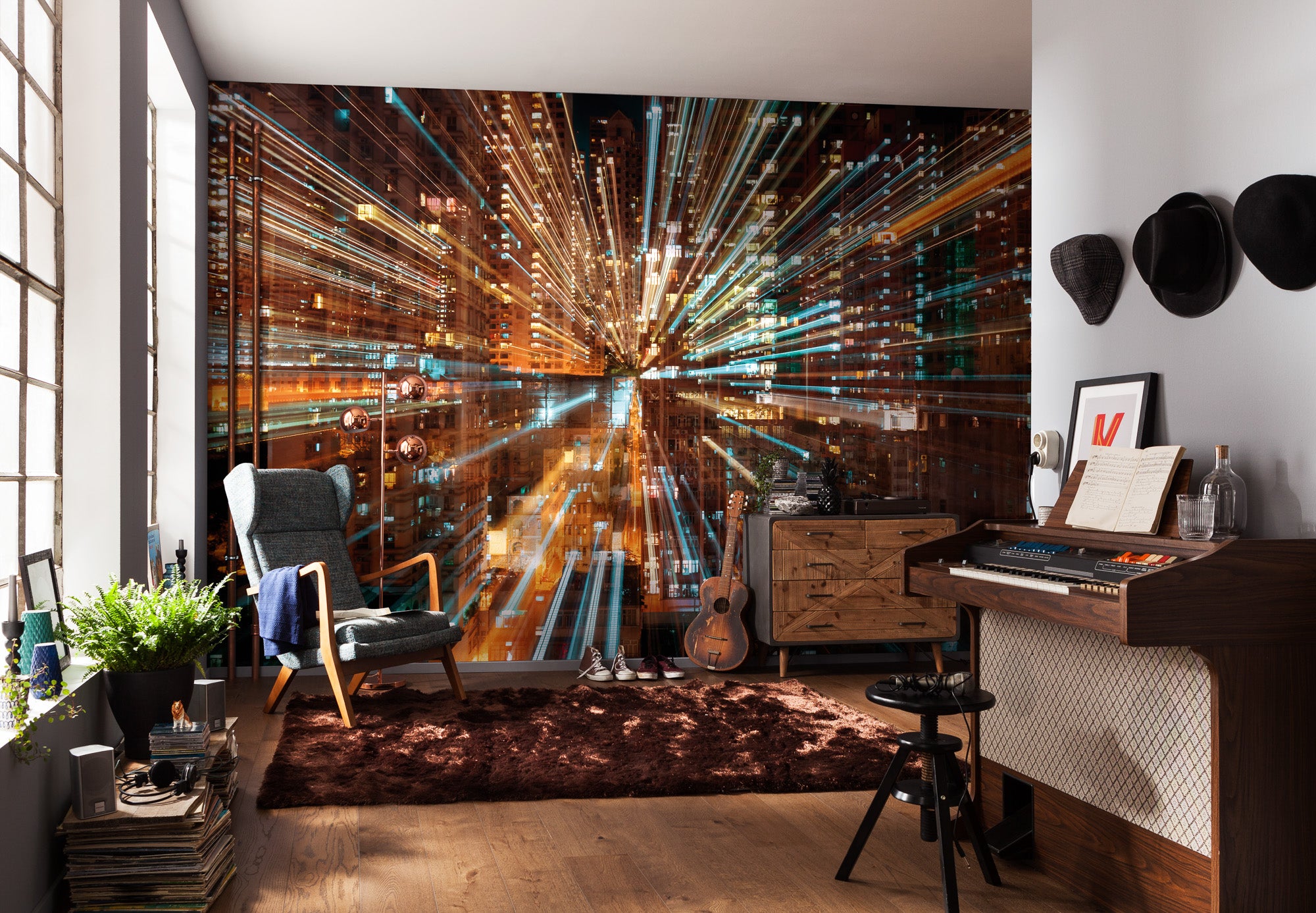 Fototapeta miasto brązowymIpomarańczowym - 368 x 248 cm - SANDERS &amp; SANDERS