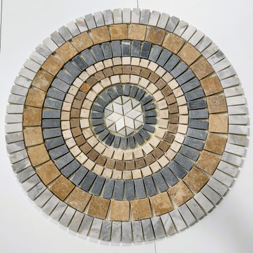 Albedo Pierre - Rosace en Marbre et Travertin - 65X65 CM