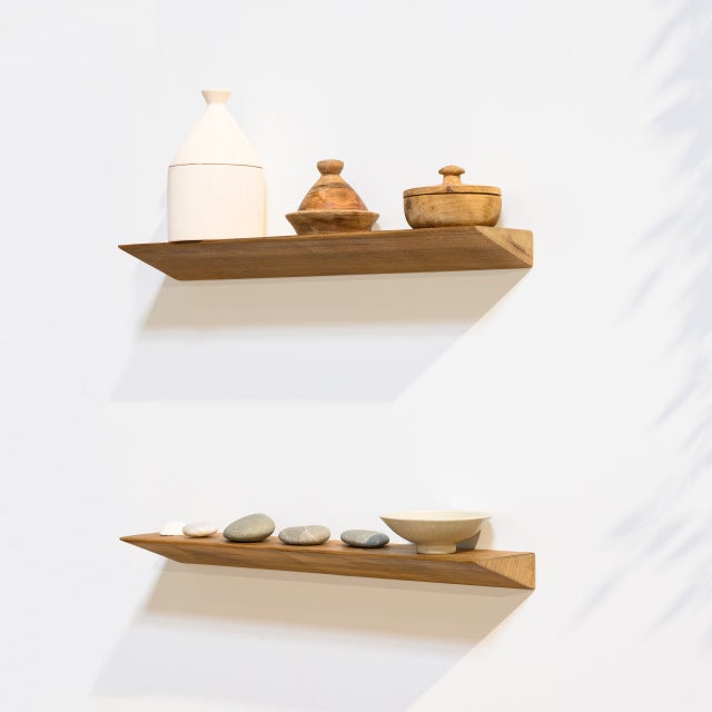 Etagère Murale en Bois Teck Huilée Rectangle - Pré-percée - 35x90x600mm - Etagère de Bureau, Cuisine, Salle de bain, Salon