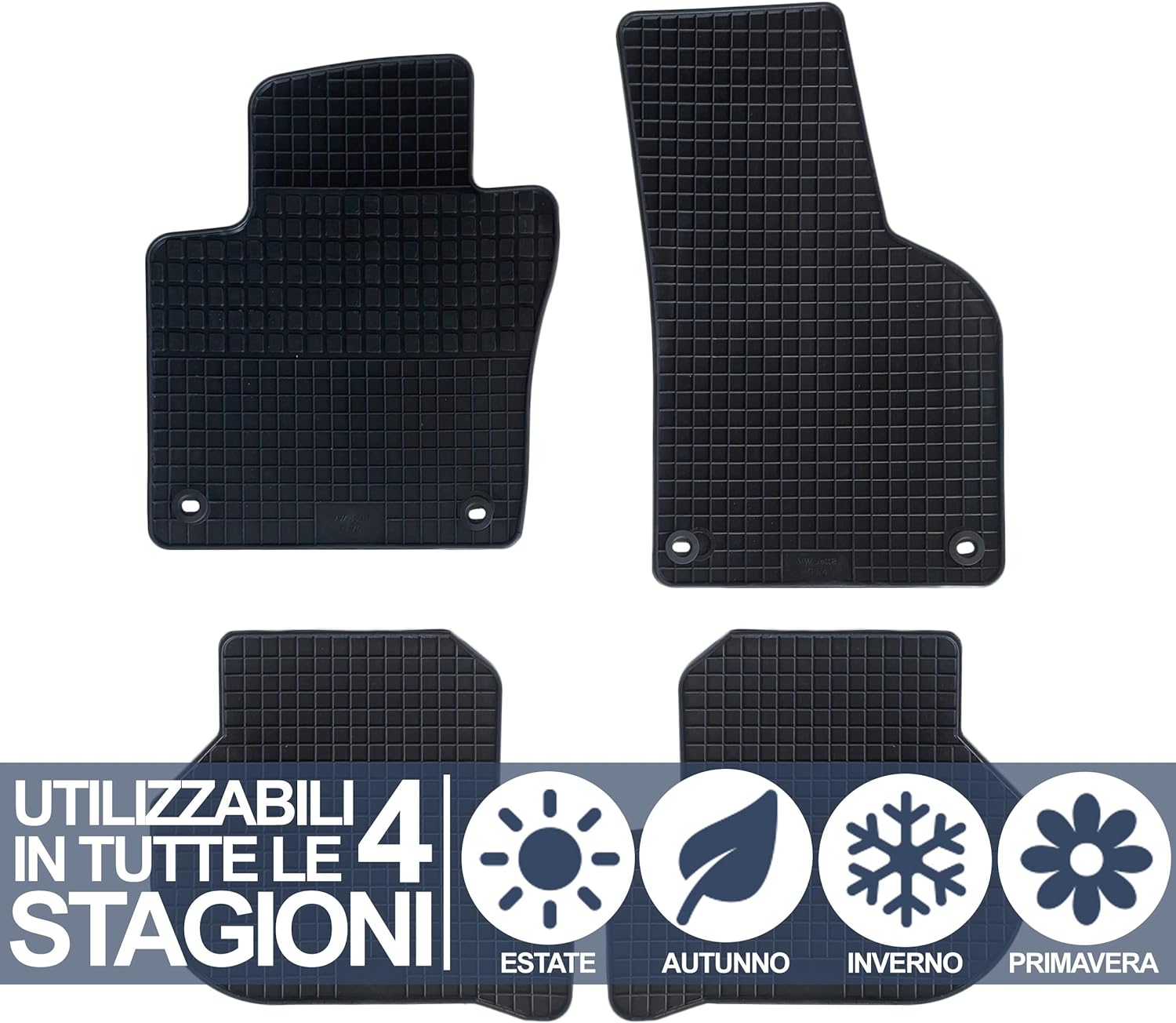Tappetini Auto Per Fiat 500L Dal 2017 - Moquette Nera Con Battitacco Cucito
