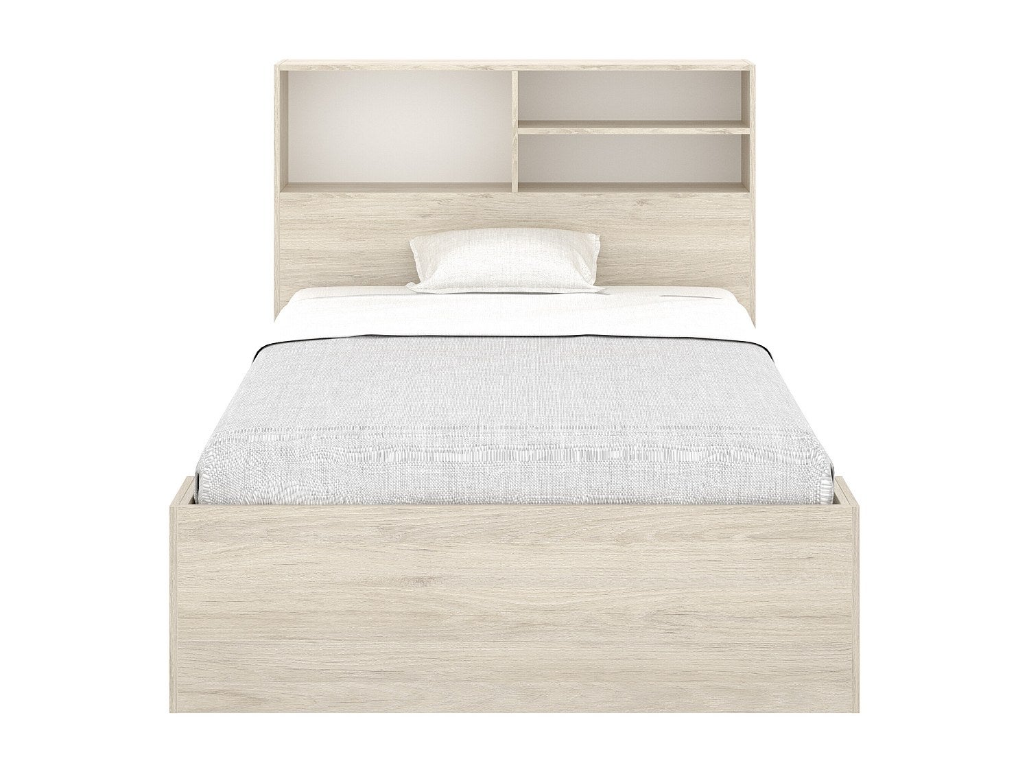 Lit 120 x 190 cm avec rangements - Coloris : Naturel et blanc - VARDIEL - 4