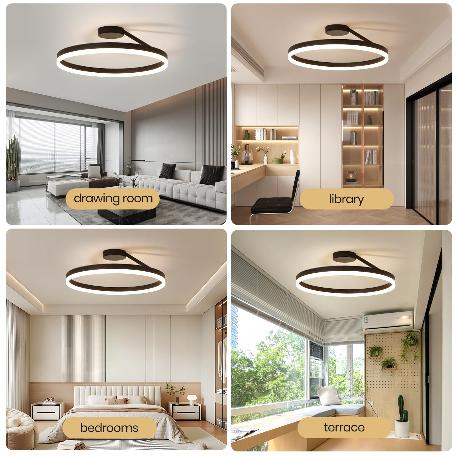 Ściemnialna lampa sufitowa LED z pilotem, nowoczesna lampa wisząca LED, okrągła lampa wpuszczana w sufit o średnicy 30 cm, 3 temperatury barwowe - 7