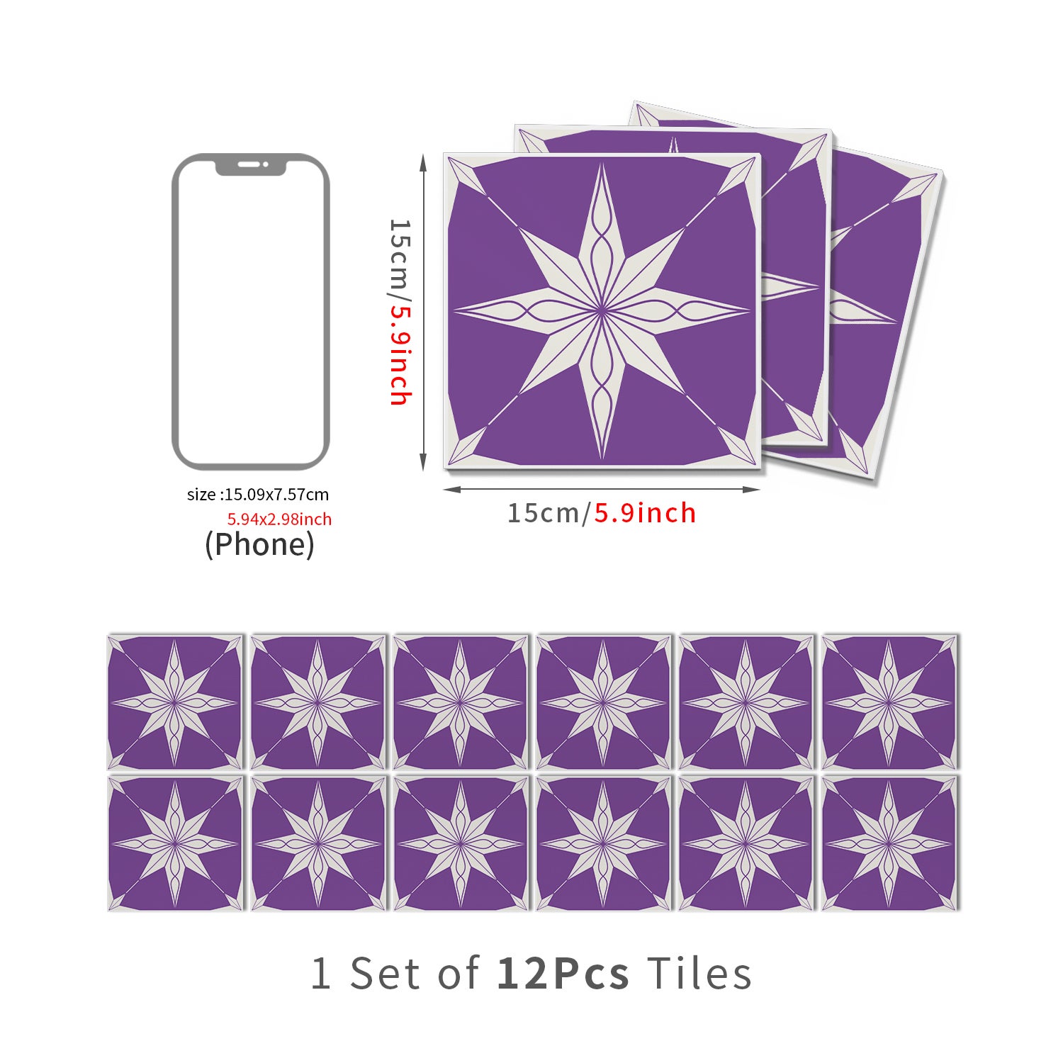 Lot de 12 panneaux muraux 3D autocollants, Crédence adhésive, Autocollants décoratifs, Imperméables et résistants à la chaleur, 15 cm x 15 cm - 4