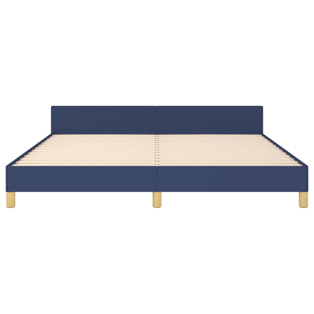 Cadre de lit sans matelas bleu 160 x 200 cm, tissu - 6