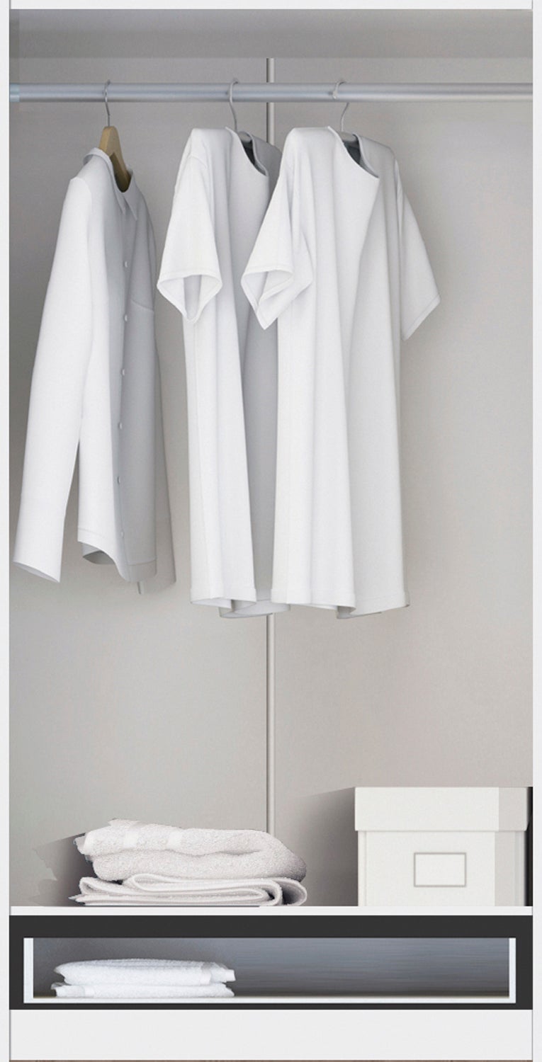 Grande Desserte Cuisine Avec 1 Grand Placard Et 1 Tiroir : Blanc Et Plateaux Facon Hetre 3662897102839