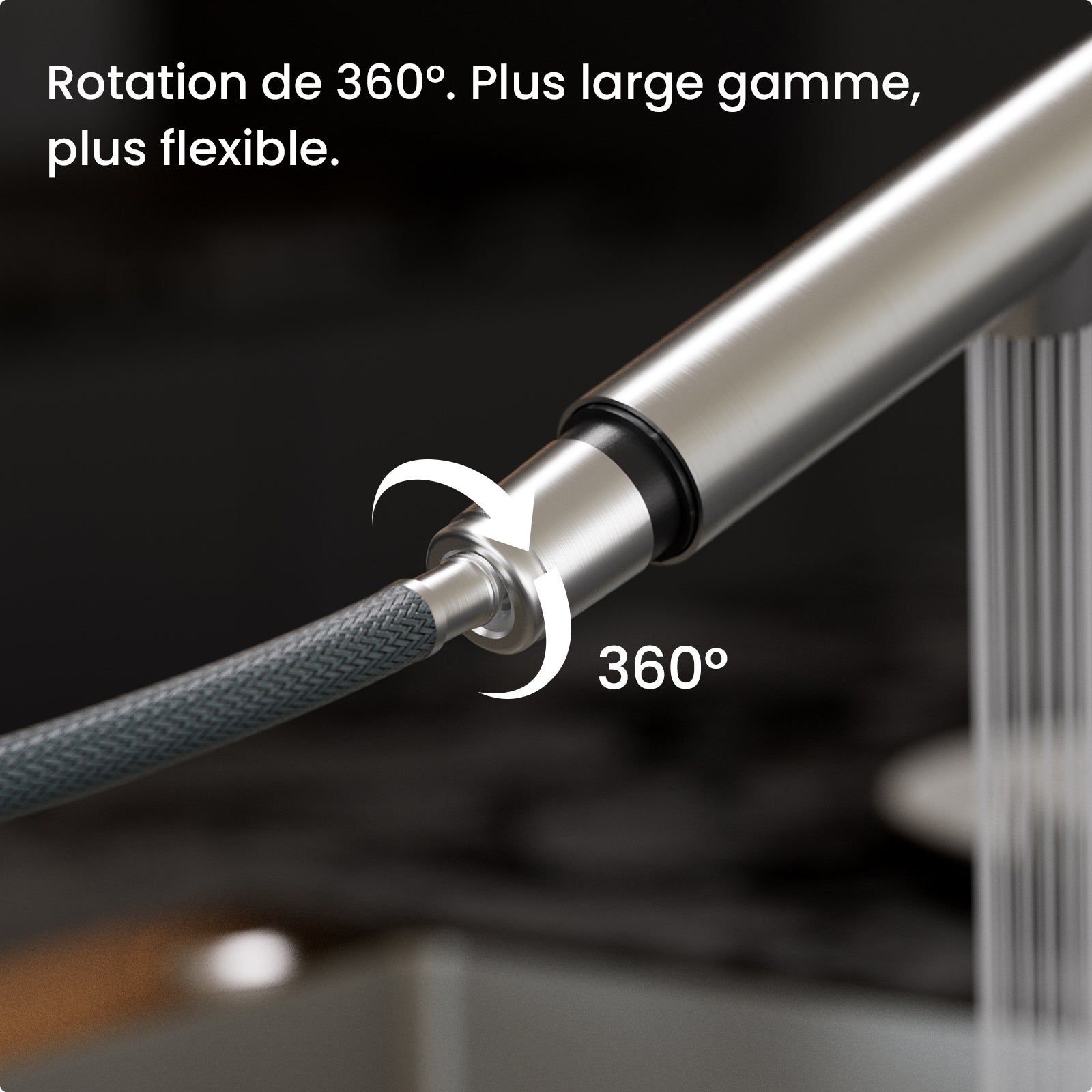 Cecipa max Mitigeur Cuisine avec Douchette Extractible Robinet Cuisine avec 2 Jets aux Choix Robinetterie en Acier Brossé Haute Qualité,EU Modèle - 6