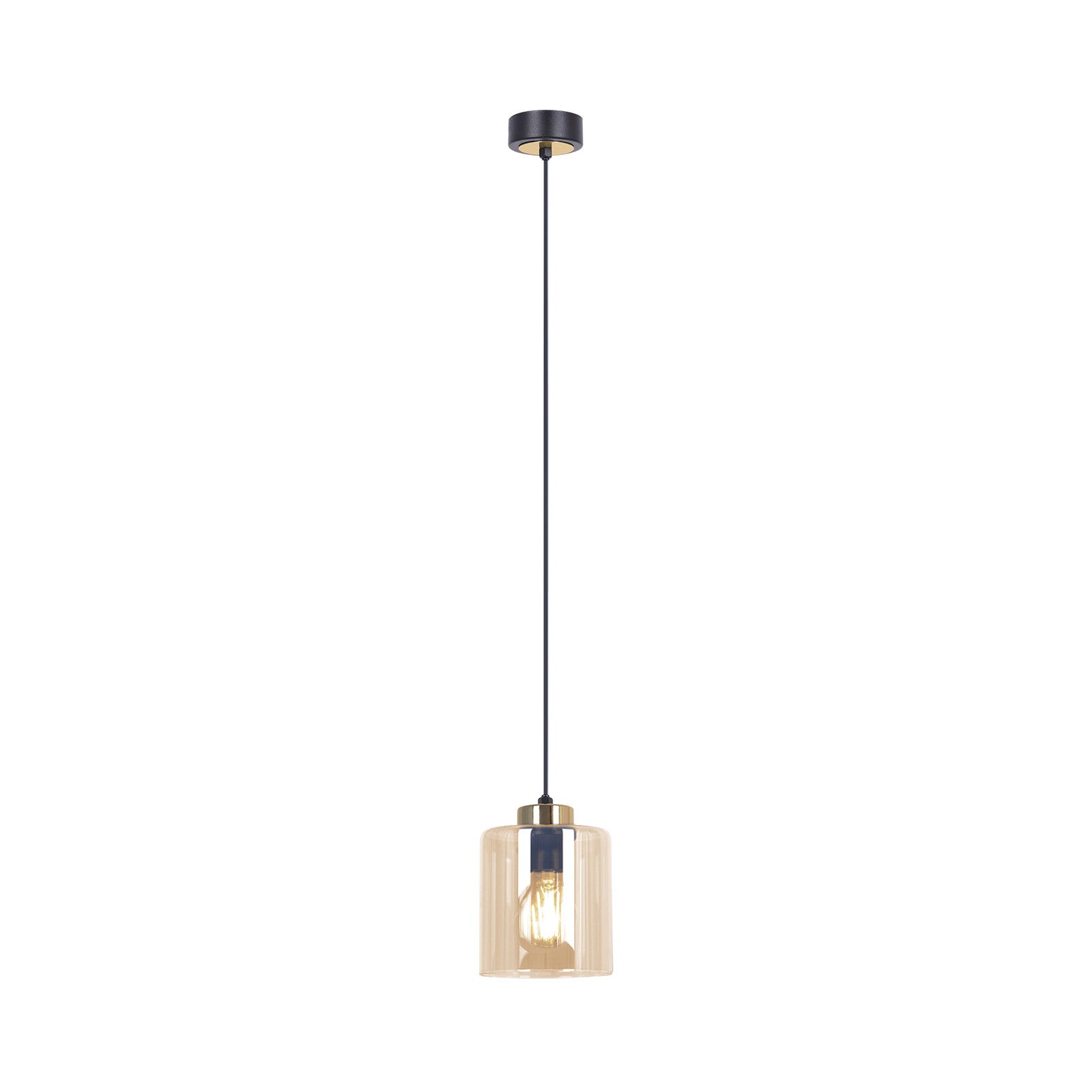 Lampa wisząca AURELIA czarno-złoto-bursztynowa 1xE27x20W szkło wym:80x12,5x12,5cm IP20 Kaja