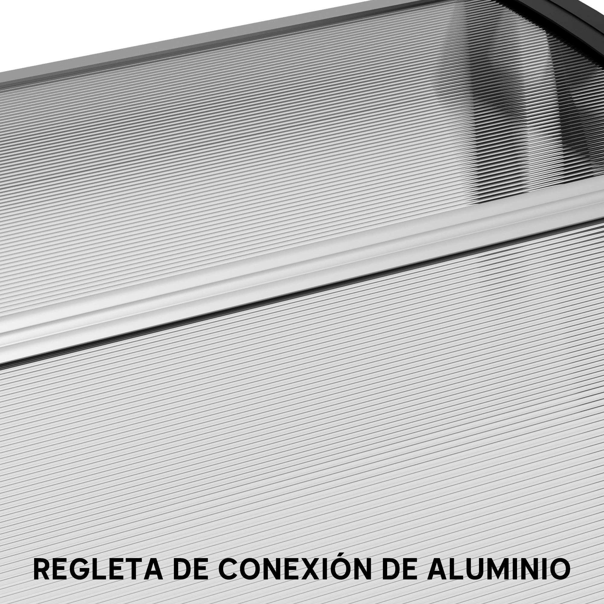 Marquise para Porta e Janela Outsunny Transparente e Preto Policarbonato, Alumínio, Plástico PP 195x80x23cm - 4