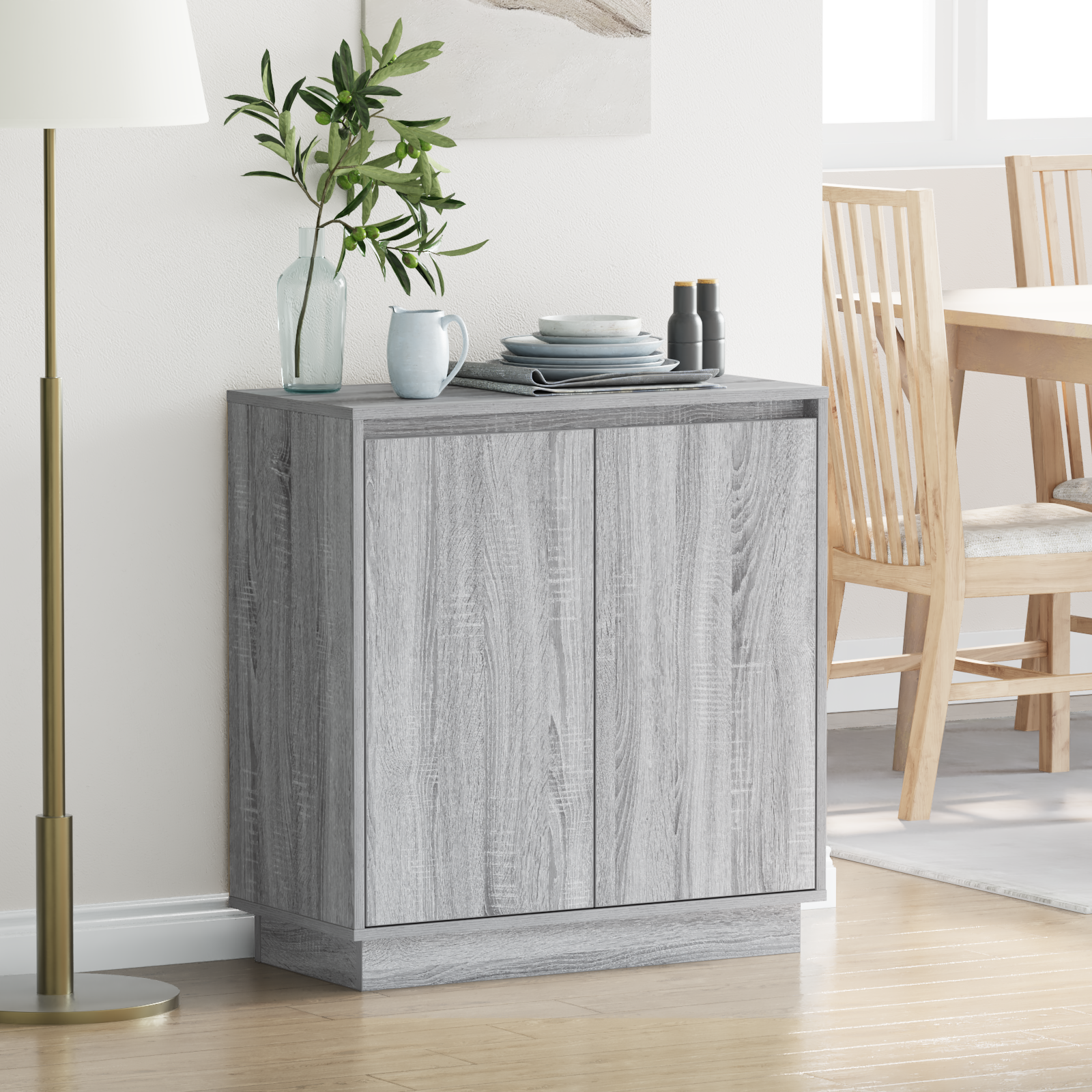 vidaXL Credenza Grigio Cemento 37,5x35x180 cm in Legno Multistrato