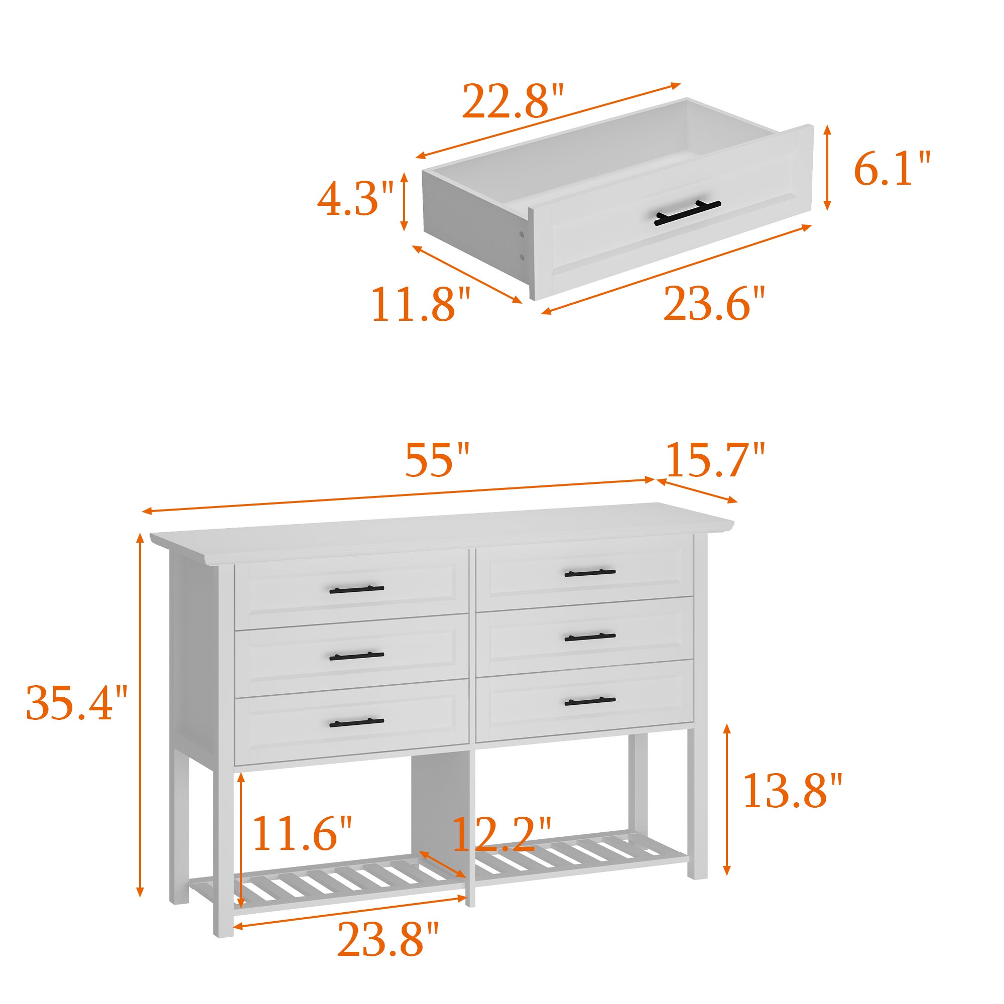 Commode 6 Tiroirs Blanc Bois - Dimensions 40 X 32 X 93 Cm - Rangement Chambre, Salon, Bureau - Meuble D'appoint Moderne Et Fonctionnel - 10