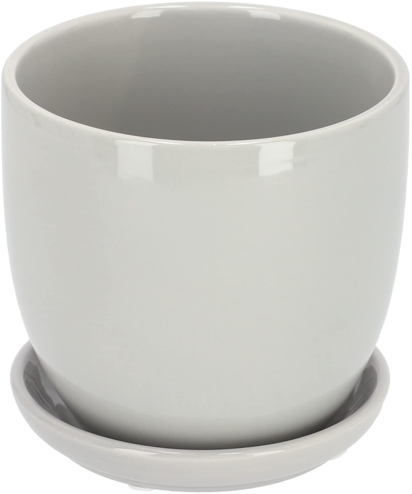 Lot de 2 Pots de Fleurs, en Céramique, pour Fleurs, Plantes, Diamètre : 20 cm, avec Bac d'Égouttement, Gris - KOTARBAU - 4