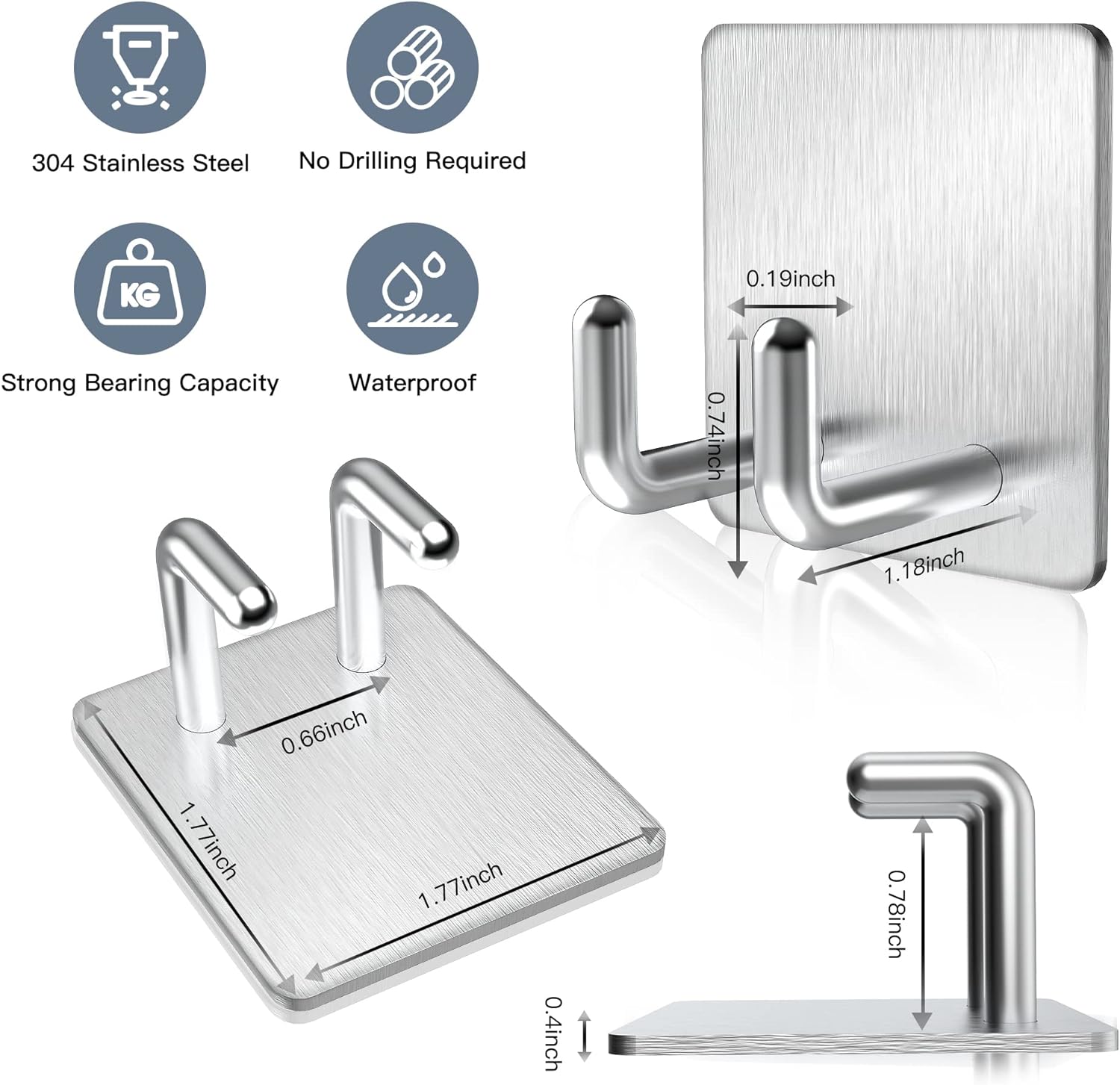 Ganci Adesivi In Acciaio Inox - 2 Pezzi, Forti E Resistenti, Perfetti Per Bagno E Cucina - Foto 8