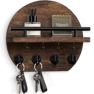 Portachiavi da parete, 2 pezzi, 8 ganci, portachiavi da parete per riporre chiavi e posta all'ingresso, (nero) | Leroy Merlin
