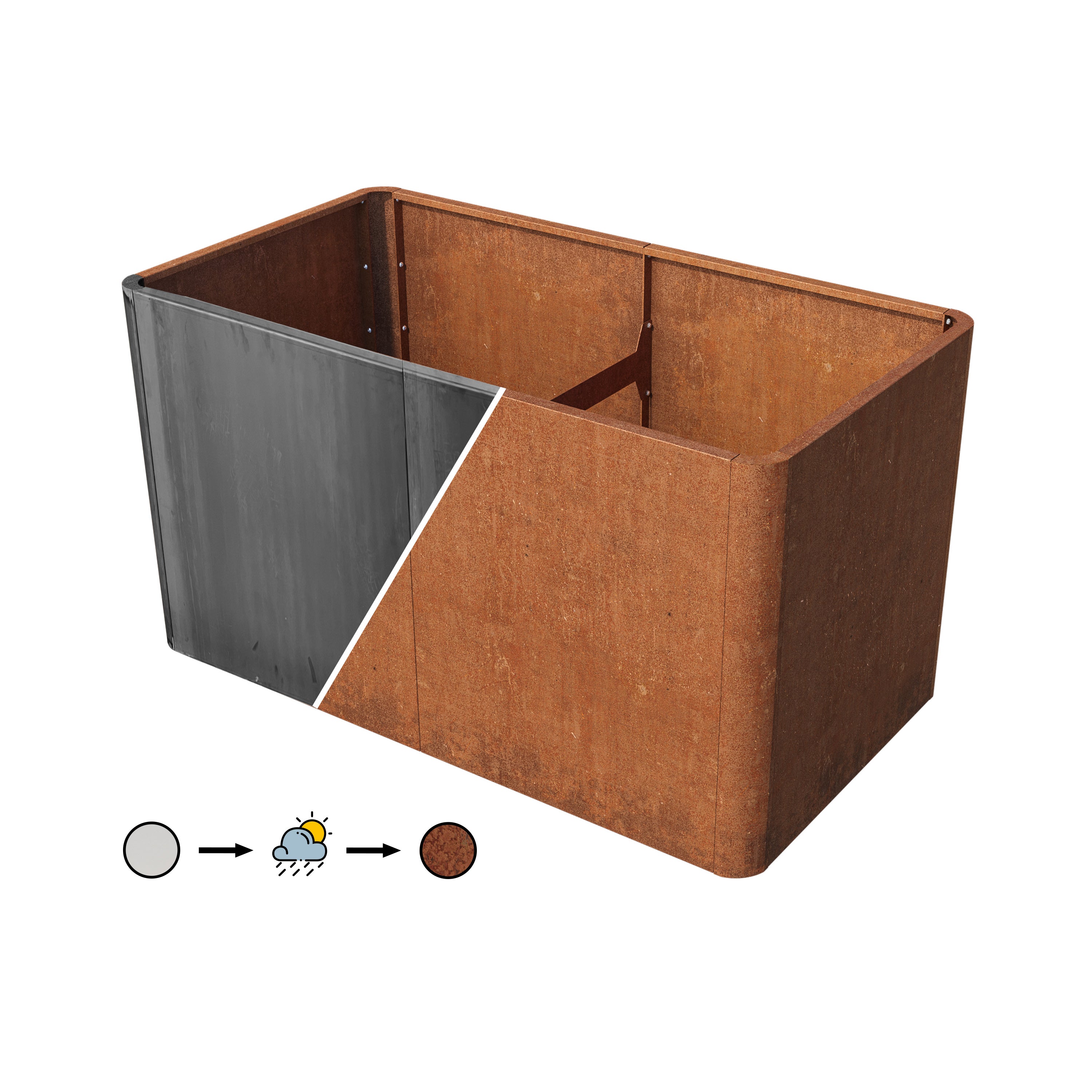 PRIMEYARD Carré potager surélevé MARIO, acier corten, aspect rouille, 146x80x60 cm - 3
