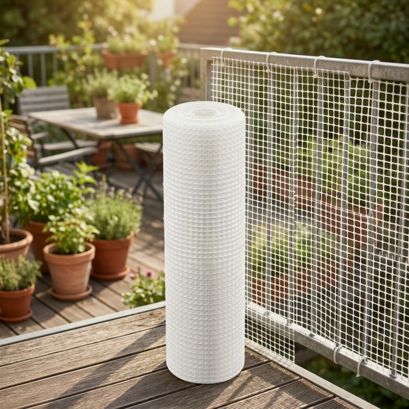 Maille plastique carré 0,5 x 0,5 cm, blanc 1 x 5 m, clôture artificiel pour terrasses, balcons ou jardins - 5