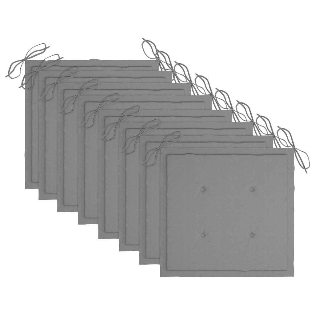 Chaises de jardin avec coussins 8 pcs Bois d'acacia solide Gris 27 - 6