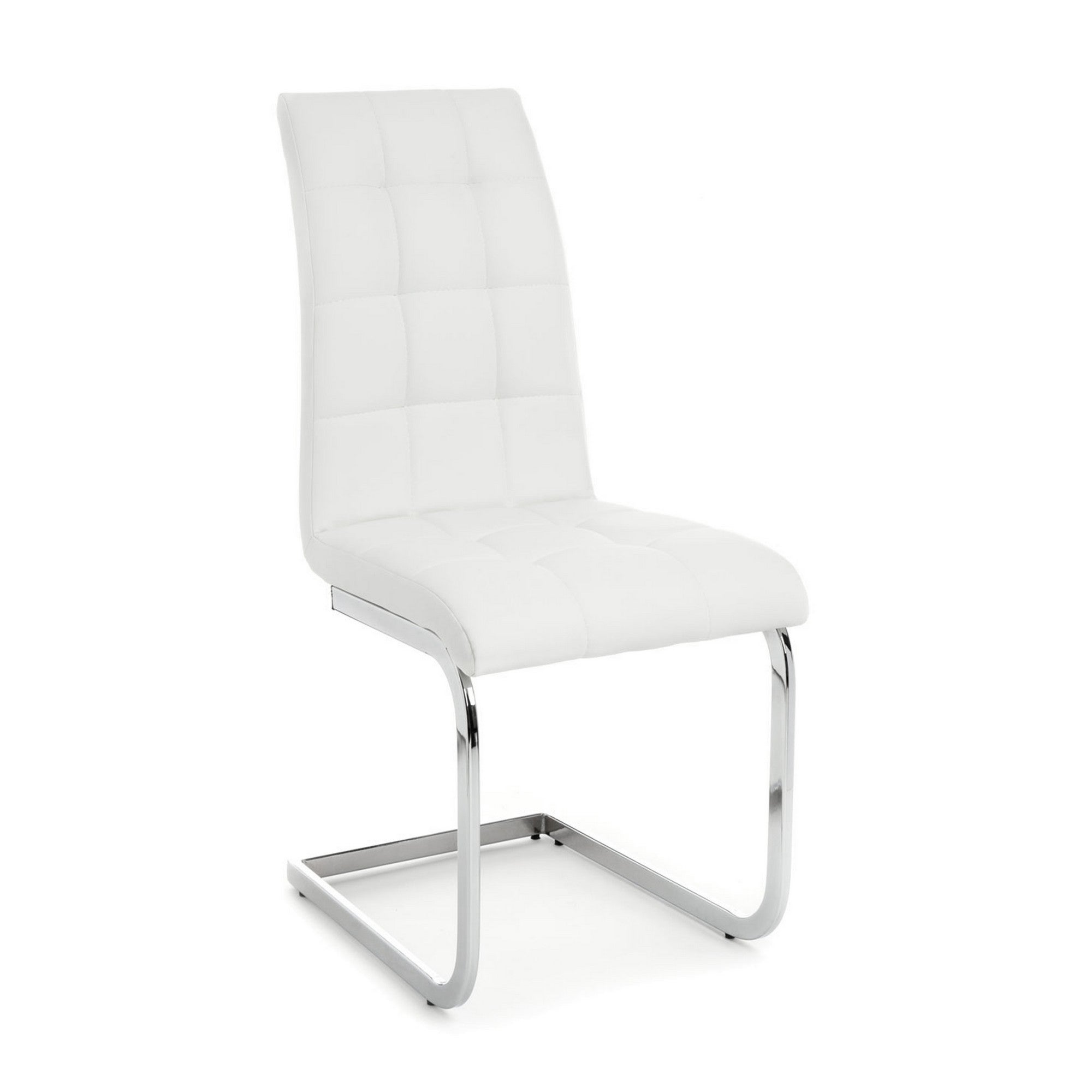 Zestaw 4 krzeseł COZY WHITE ze skóry syntetycznej i chromowanymi nogami, H98 W44 D58, do salonu lub biura